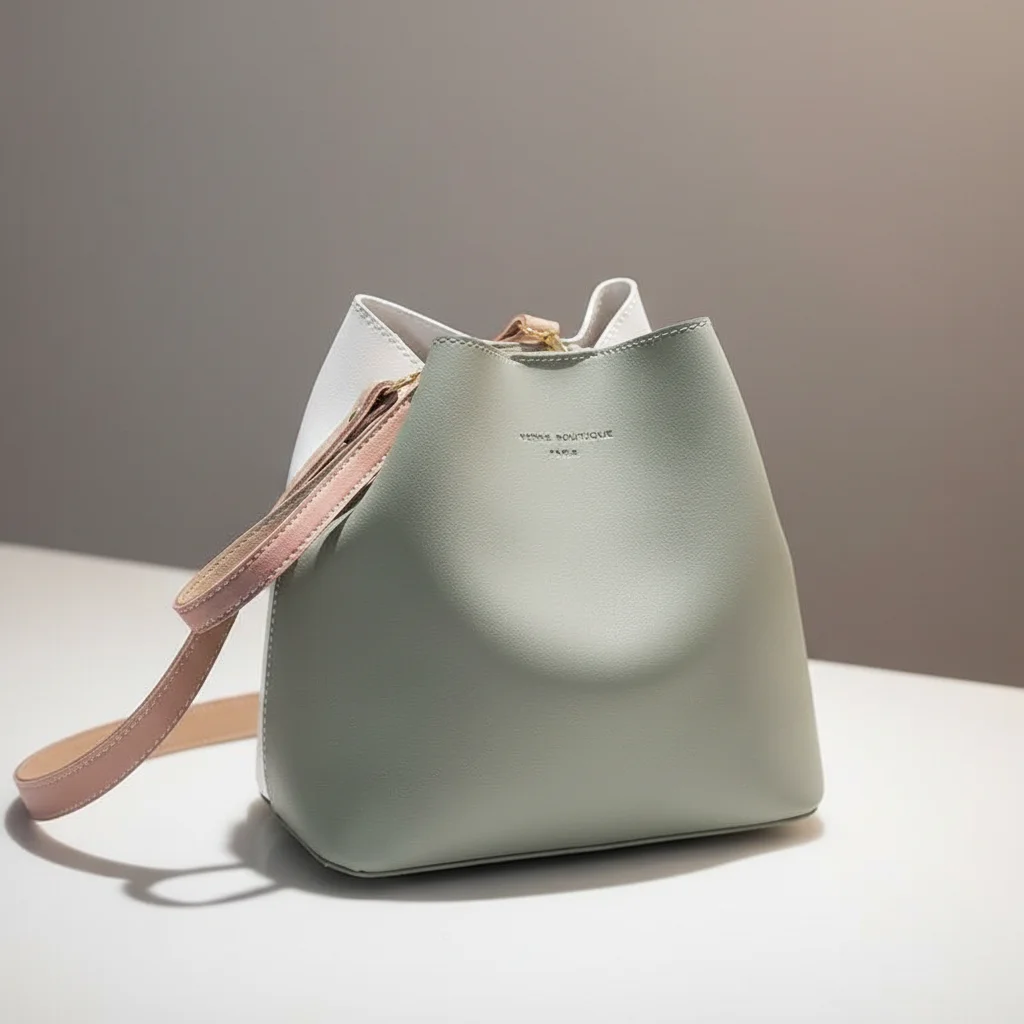 Sac seau urbain bicolore en similicuir - Vue 1 - sac seau