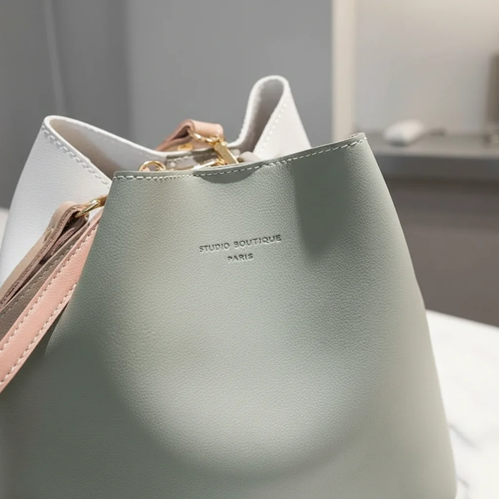 Sac seau urbain bicolore en similicuir - Vue 4 - sac seau
