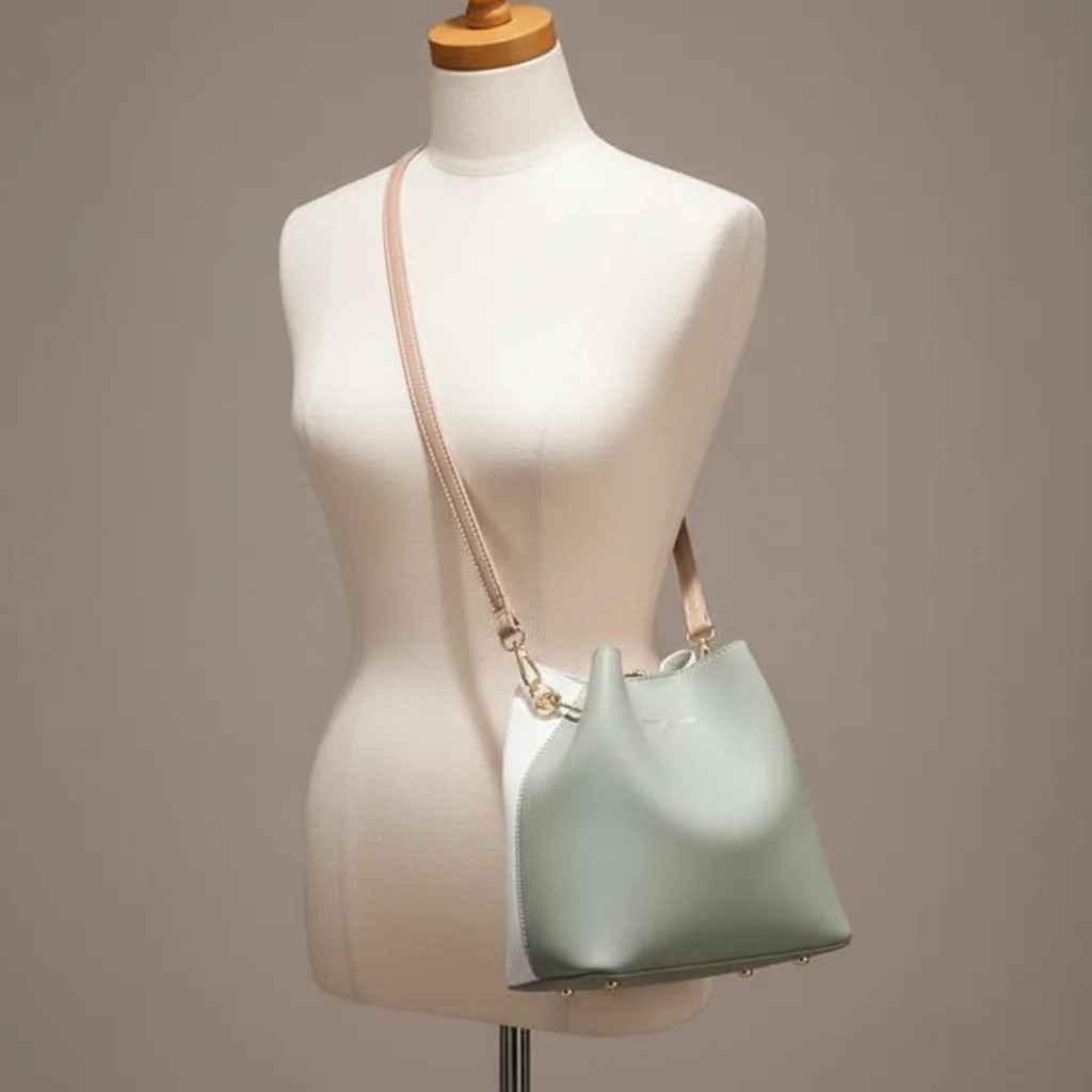 Sac seau urbain bicolore en similicuir - Vue 5 - sac seau