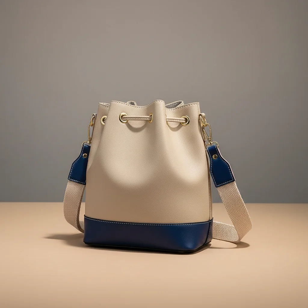 Sac seau urbain bicolore en similicuir - Vue 6 - sac seau