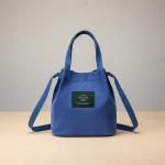 Sac seau velours côtelé bandoulière bleu - Vue 1 - sac seau