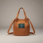 Sac seau velours côtelé bandoulière camel - Vue 1 - sac seau