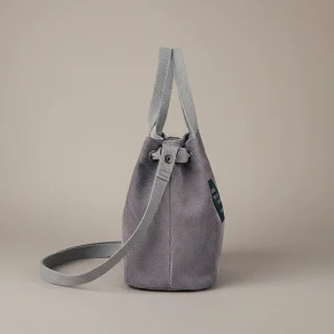 Sac seau velours côtelé compact gris - Vue 2 - sac seau