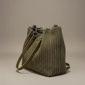 Sac seau velours côtelé quotidien - Vue 2 - sac seau