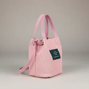 Sac seau velours côtelé rose poudré - Vue 2 - sac seau