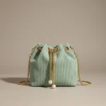 Sac seau velours côtelé vert clair - Vue 1 - sac seau