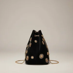Sac seau velours noir bijoux dorés - Vue 2 - sac seau